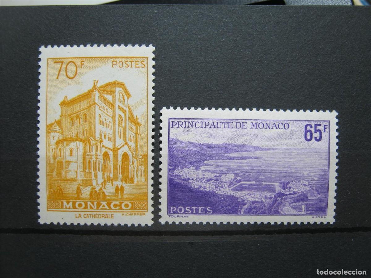 Sellos: M&Oacute;NACO 1957 SERIE YVERT 487/488 MNH** SIN CHARNELA LUJO.