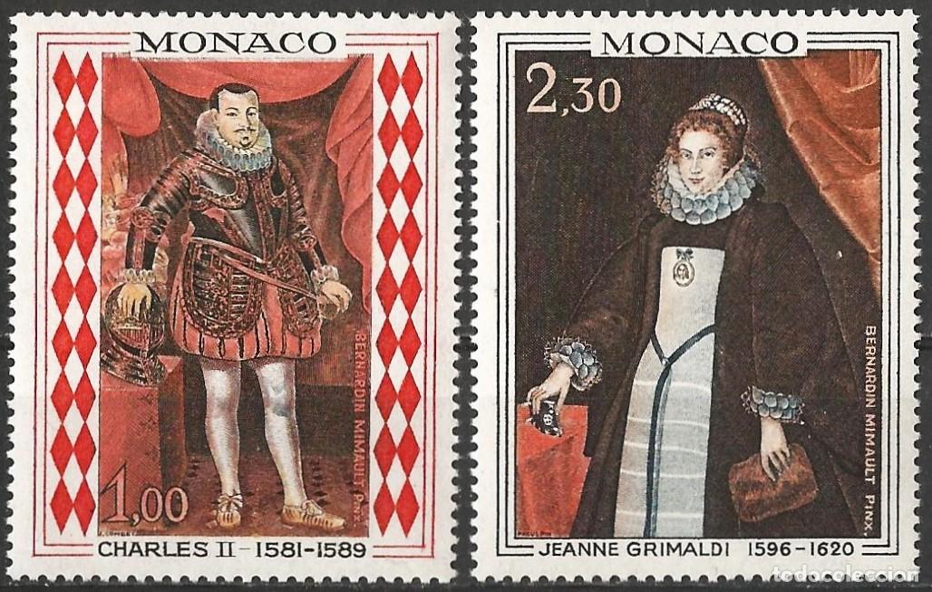 Sellos: Monaco 1968 - Mi 914 y 915 - YT 770 y 771 - Carlos II y Princesa Juana Grimaldi - MNH**