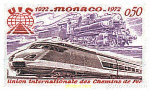 Sellos: 56014 MNH MONACO 1972 50 ANIVERSARIO DE LA UNION INTERNACIONAL DE FERROCARRILES