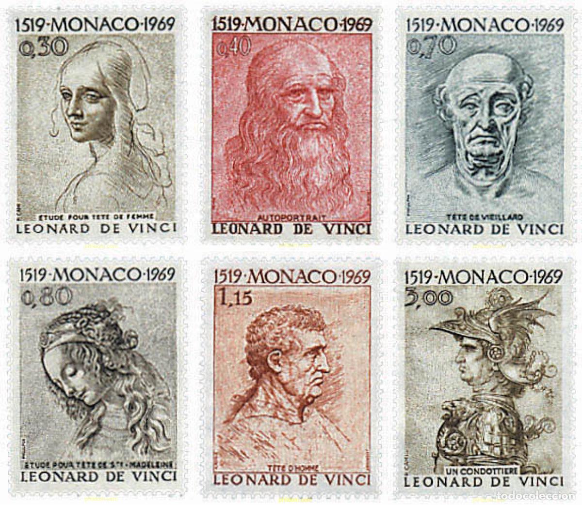 Sellos: 77451 MNH MONACO 1969 450 ANIVERSARIO DE LA MUERTE DE LEONARDO DA VINCI