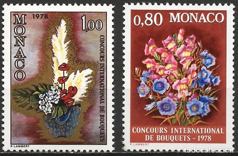 Sellos: Monaco 1977 - Mi 1290 y 1291 - YT 1115 y 1116 - Flores - MNH**