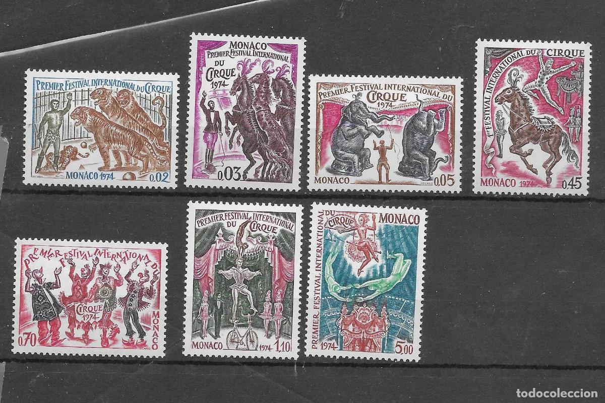 Sellos: Serie completa nueva de M&oacute;naco de 1974. Circo - Foto 1