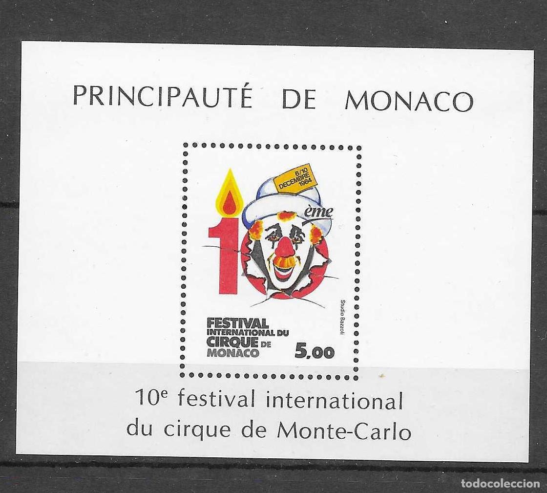 Sellos: Hoja bloque nueva de M&oacute;naco de 1984. Circo - Foto 1