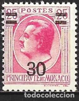 Sellos: Monaco 1925 - Mi 106 - YT 104 - Principe Luis II - MNH**