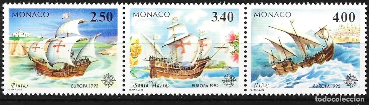 Sellos: Monaco 1992 - Mi 2070 a 2702 - YT 1825 a 1827 - Los veleros de Cristobal - MNH**