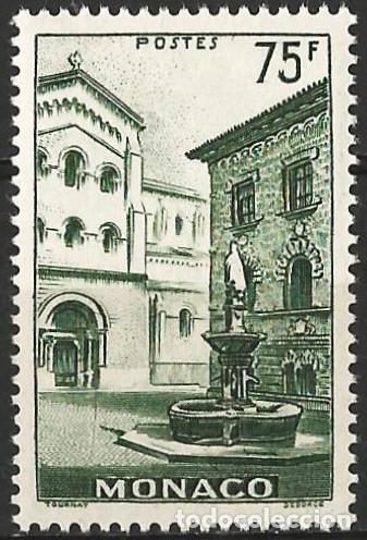 Sellos: Monaco 1954 - Mi 491 - YT 398 - Plaza y fuente Saint Nicolas - MNH**