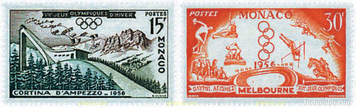 Sellos: 280946 USED MONACO 1956 16 JUEGOS OLIMPICOS VERANO MELBOURNE 1956 - 7 JUEGOS OLIMPICOS INVIERNO COR