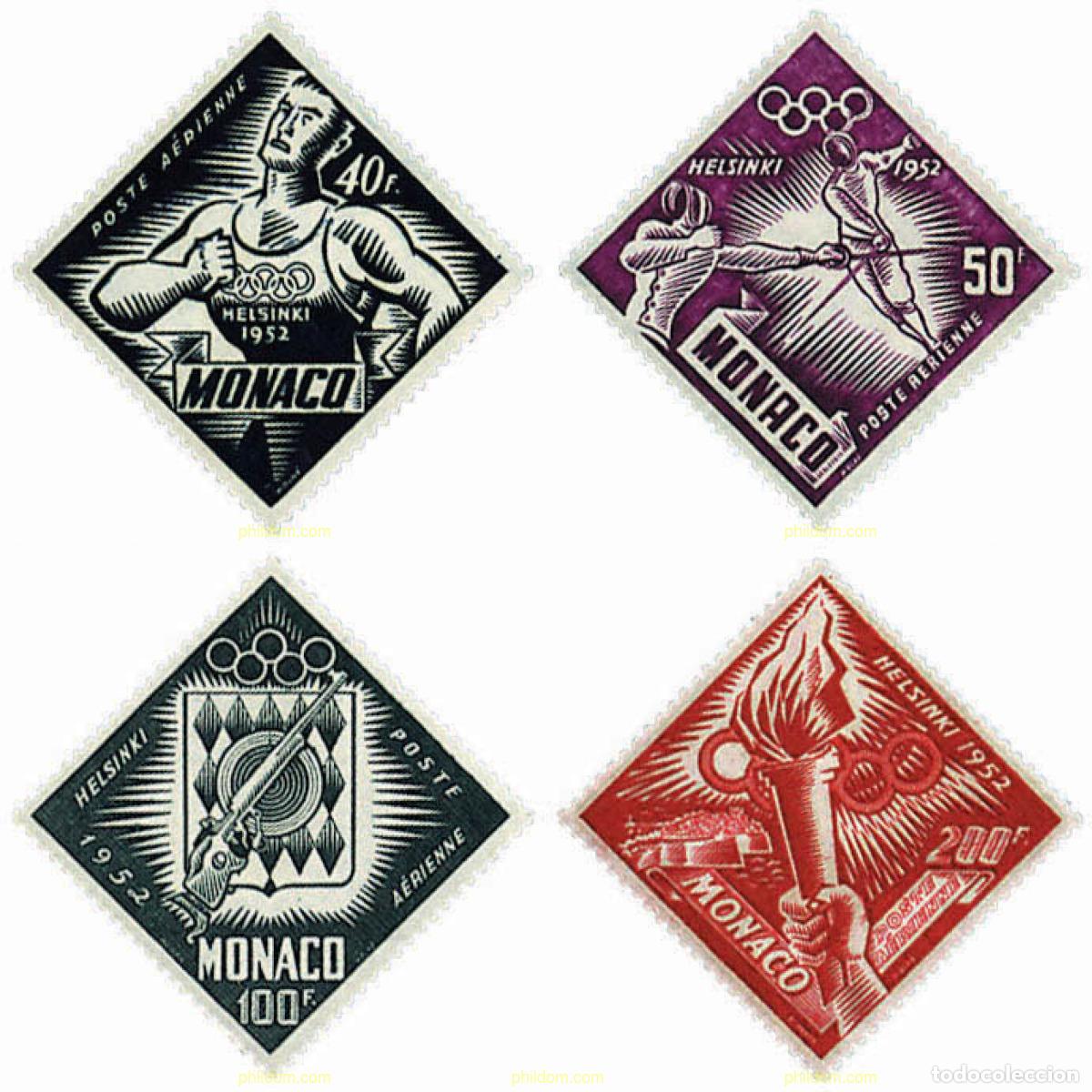 Sellos: 345135 MNH MONACO 1953 15 JUEGOS OLIMPICOS VERANO HELSINKI 1952