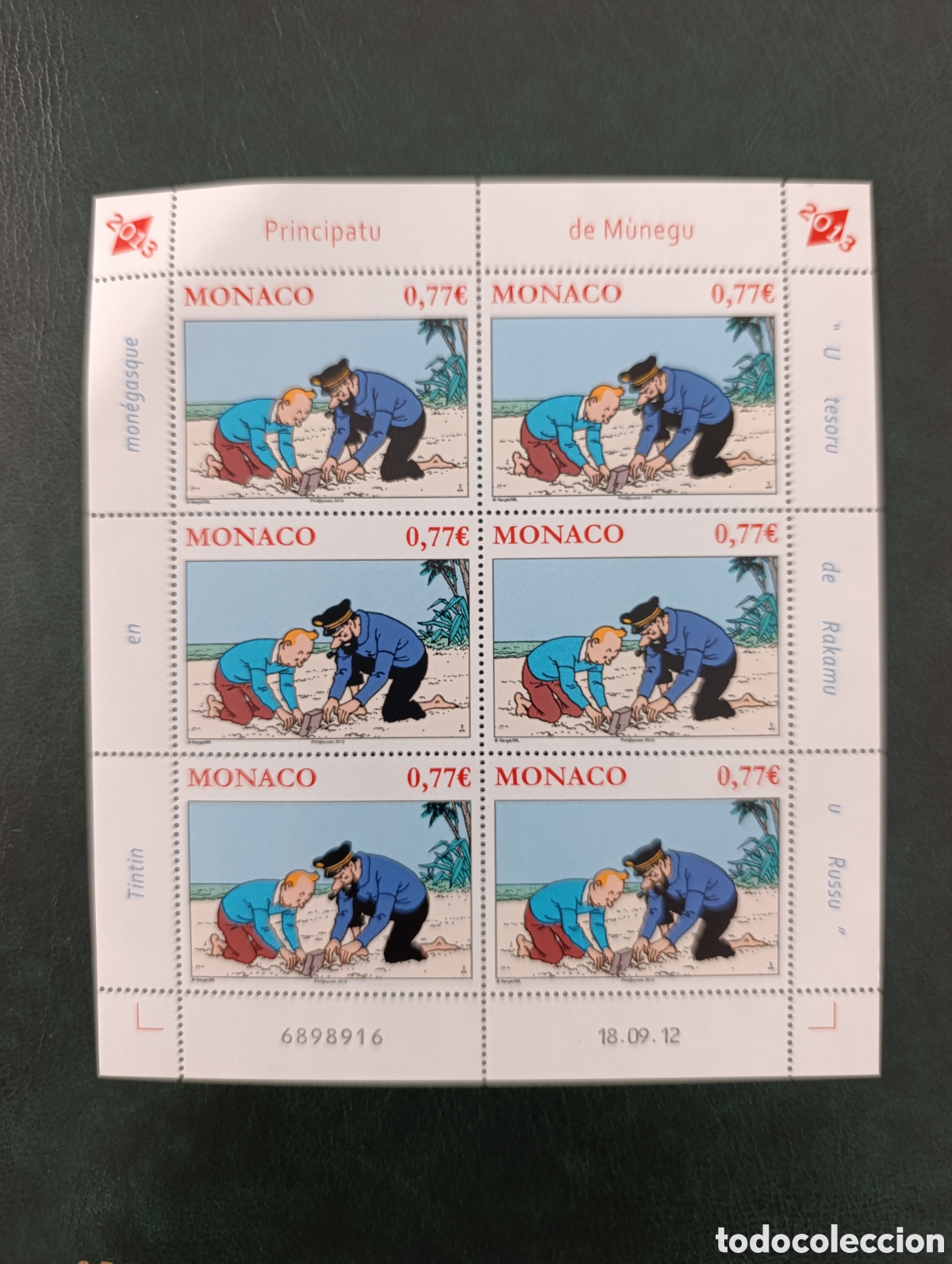 Sellos: TINTIN SELLOS - HOJA MONACO 2012