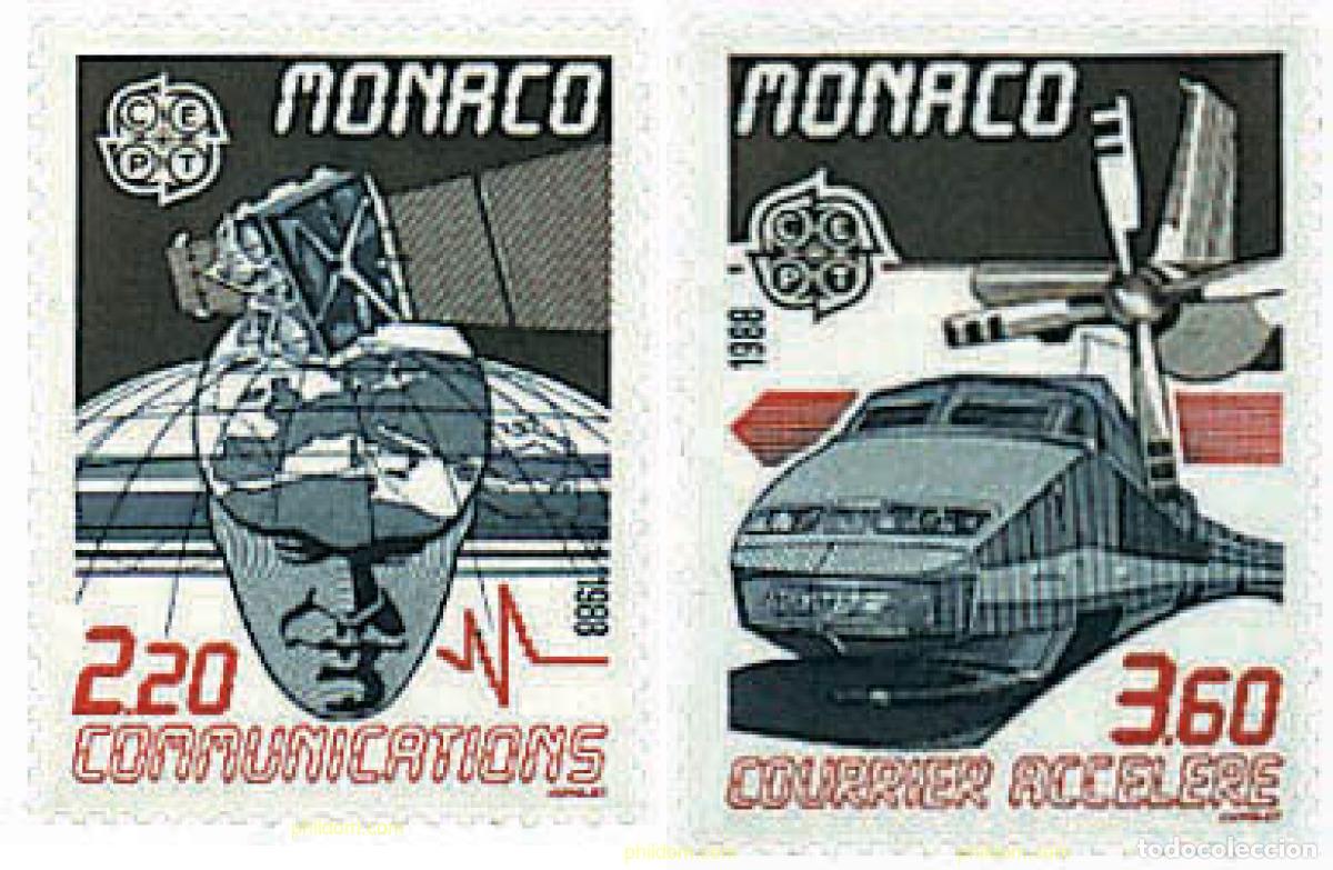 Sellos: 62701 MNH MONACO 1988 EUROPA CEPT. TRANSPORTE Y MEDIOS DE COMUNICACION