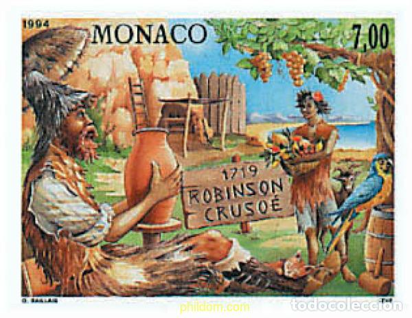 Sellos: 78948 MNH MONACO 1994 275 ANIVERSARIO DE LA NOVELA ROBINSON CRUSOE DE D. DE FOE