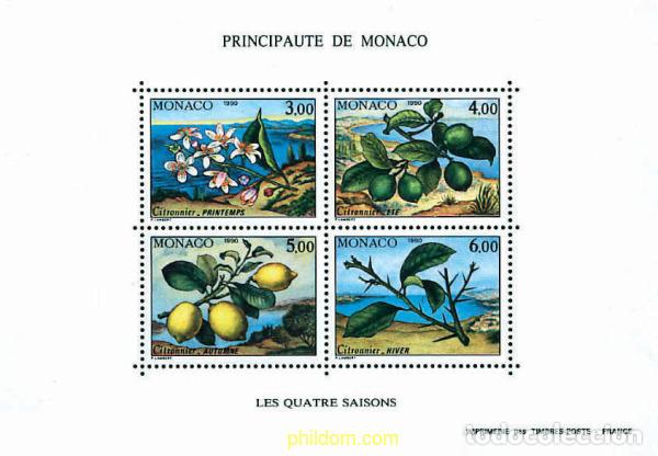 Sellos: 96976 MNH MONACO 1990 LAS CUATRO ESTACIONES DEL LIMONERO