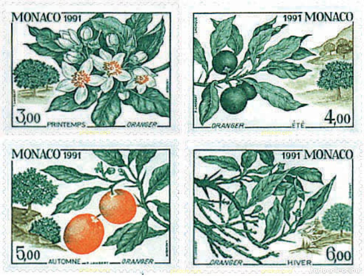Sellos: 95446 MNH MONACO 1991 LAS CUATRO ESTACIONES DEL NARANJO