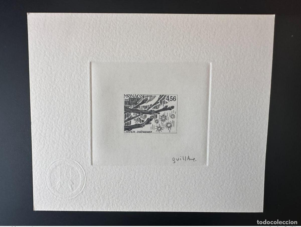 Timbres: Monaco 1987 YT 97 pre Artist proof Winter Four Seasons Casta&ntilde;o