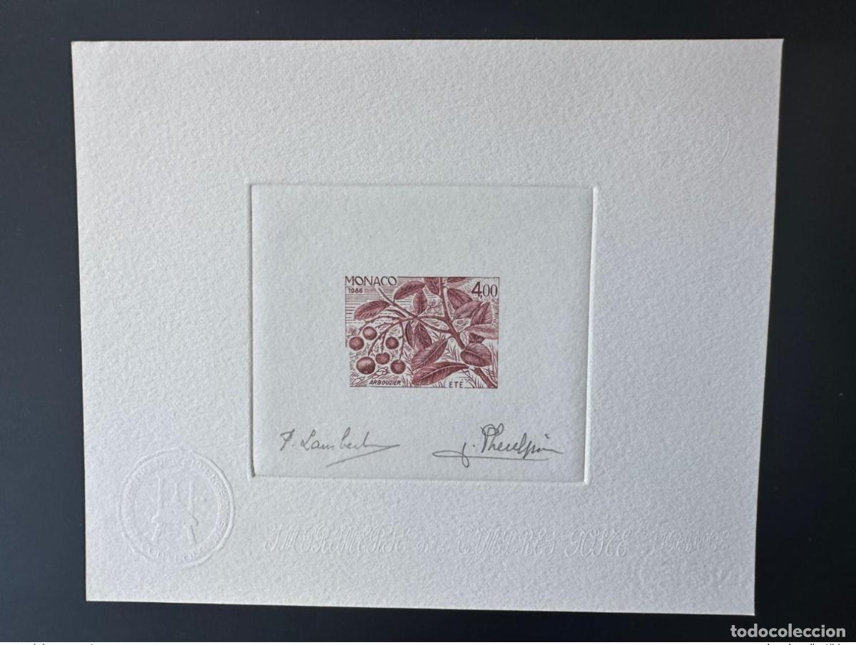 Stamps: M&oacute;naco 1986 YT 1558 Prueba de artista: verano: el madro&ntilde;o las cuatro estaciones