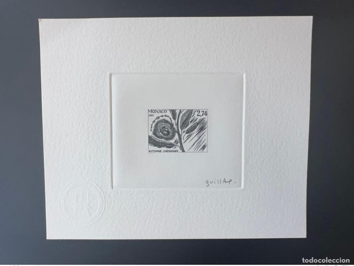 Stamps: M&oacute;naco 1987 YT 96 preo Prueba de artista Oto&ntilde;o 4 estaciones Casta&ntilde;o