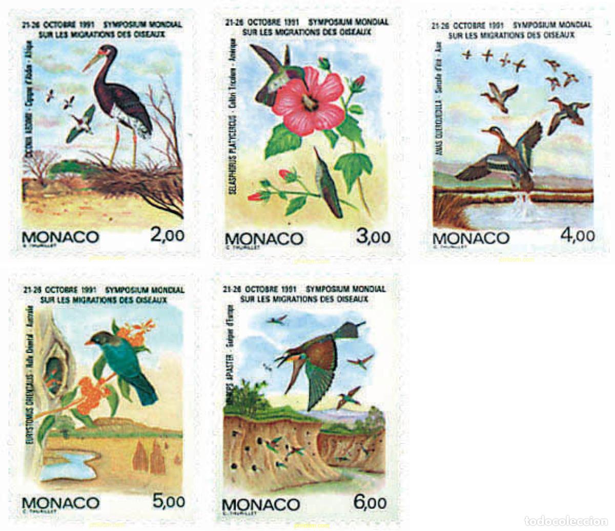 Sellos: 95445 MNH MONACO 1991 SIMPOSIUM MUNDIAL SOBRE LA MIGRACION DE LAS AVES