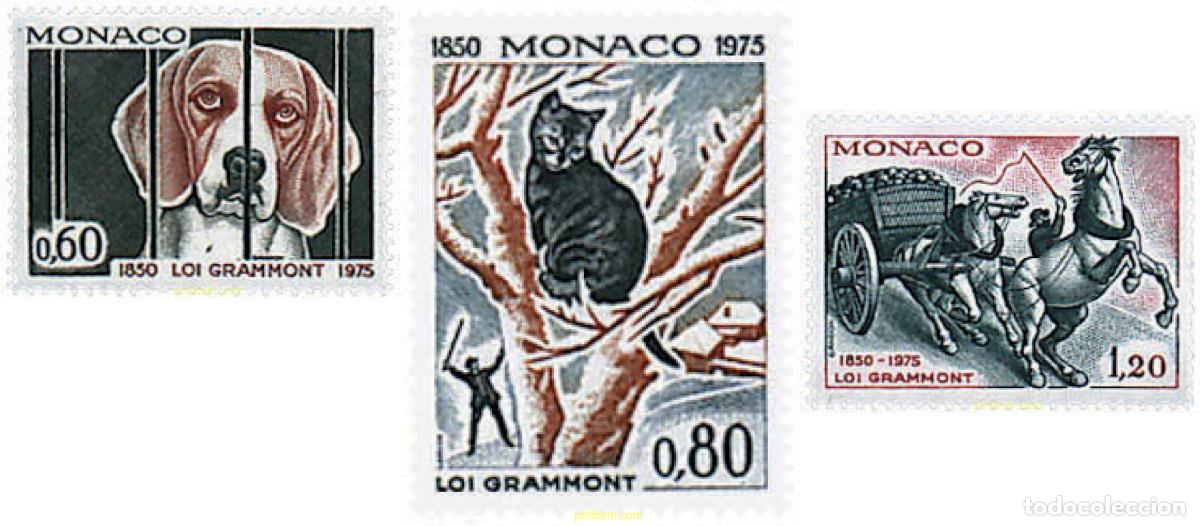 Sellos: 51016 MNH MONACO 1975 125 ANIVERSARIO DE LA LEY PROTECTORA DE ANIMALES