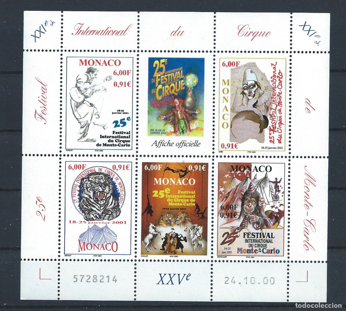 Sellos: Monaco N&deg;2289/93** (MNH) 2000 En Feuillet - Festival du cirque