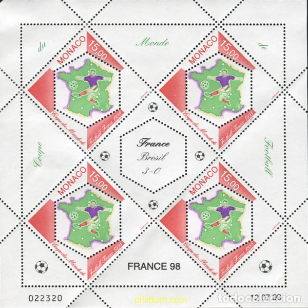 Sellos: 11873 MNH MONACO 1998 COPA DEL MUNDO DE FUTBOL. FRANCIA-98