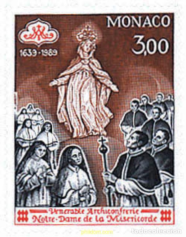 Stamps: 76912 MNH MONACO 1989 350 ANIVERSARIO DE LA VENERABLE ARCHICOFRADIA DE LA MISERICORDIA