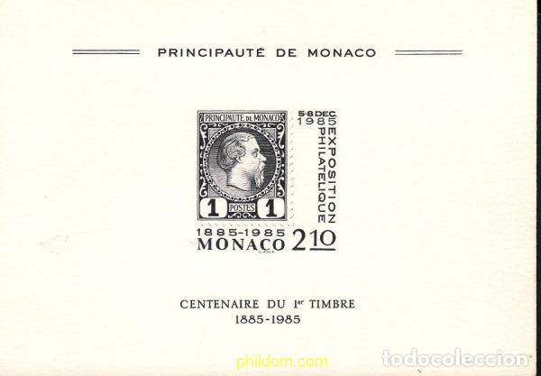 Sellos: 142510 MNH MONACO 1985 CENTENARIO DEL PRIMER SELLO DE MONACO