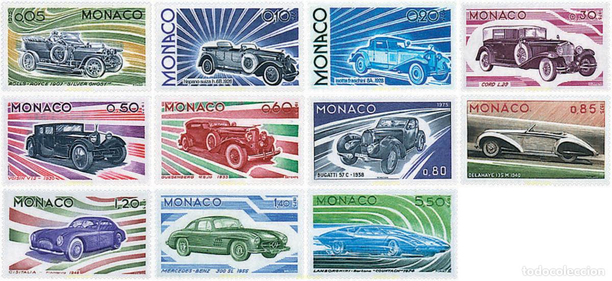 Sellos: 49045 MNH MONACO 1975 EVOLUCION DEL DISE&Ntilde;O DEL AUTOMOVIL