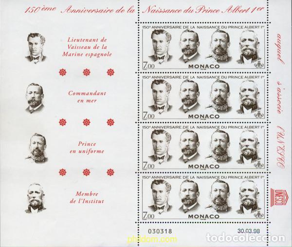 Sellos: 11854 MNH MONACO 1998 150 ANIVERSARIO DEL NACIMIENTO DEL PRINCIPE ALBERTO I