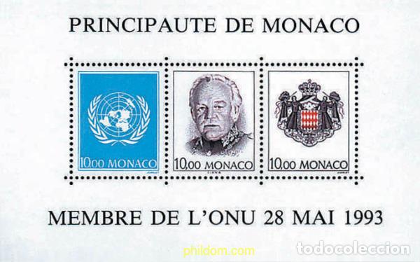 Sellos: 34843 MNH MONACO 1993 ADMISION DE MONACO COMO ESTADO MIEMBRO DE LA ONU