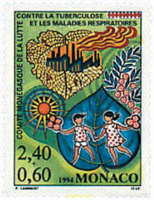 Sellos: 32593 MNH MONACO 1994 COMITE MONEGASCO DE LUCHA CONTRA LA TUBERCULOSIS Y LAS ENFERMEDADES RESPIRATO