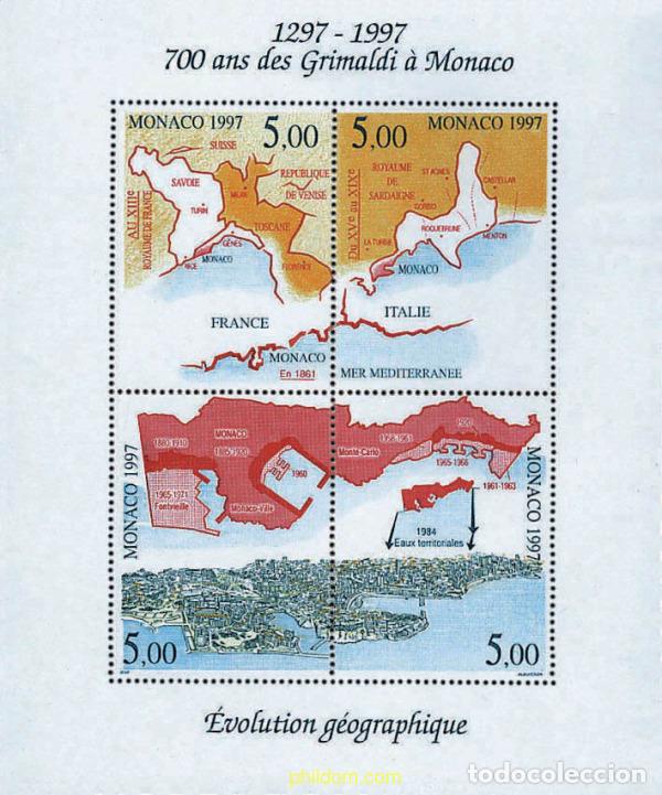 Sellos: 32529 MNH MONACO 1997 EVOLUCION GEOGRAFICA DEL TERRITORIO DEL PRINCIPADO