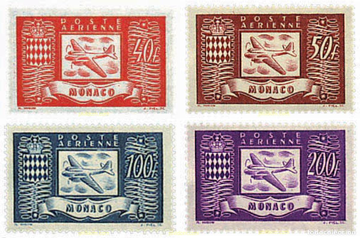 Sellos: 345133 HINGED MONACO 1946 AVION Y ESCUDO
