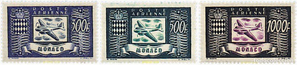 Sellos: 345134 HINGED MONACO 1949 AVION Y ESCUDO