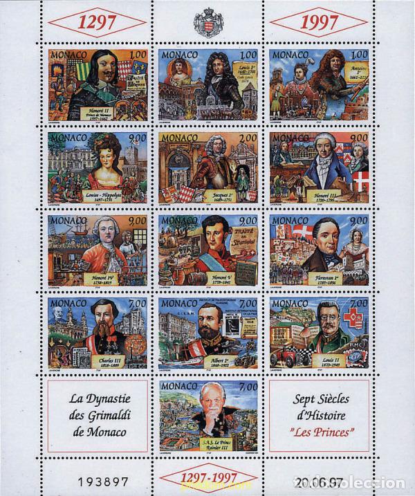 Sellos: 277387 MNH MONACO 1997 700 ANIVERSARIO DE LA DINASTIA GRIMALDI
