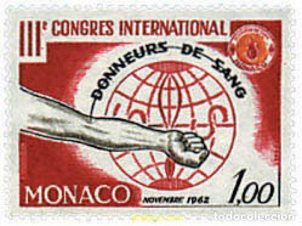 Sellos: 82864 MNH MONACO 1962 3 CONGRESO INTERNACIONAL DE DONANTES DE SANGRE