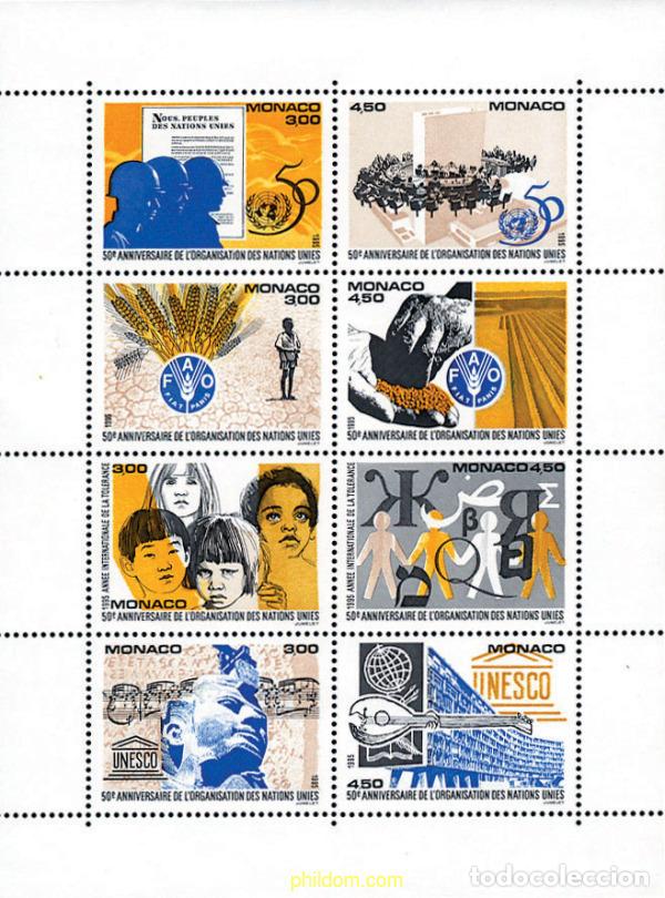 Sellos: 11860 MNH MONACO 1995 50 ANIVERSARIO DE LA ONU, DE LA FAO Y DE LA UNESCO