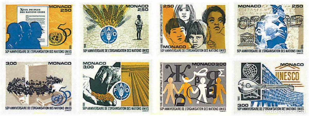 Sellos: 300603 MNH MONACO 1995 50 ANIVERSARIO DE LA ONU, DE LA FAO Y DE LA UNESCO