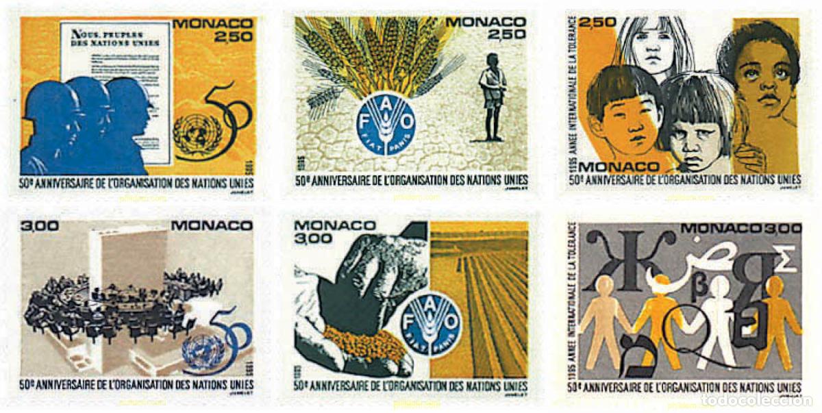 Sellos: 344870 MNH MONACO 1995 50 ANIVERSARIO DE LA ONU, DE LA FAO Y DE LA UNESCO