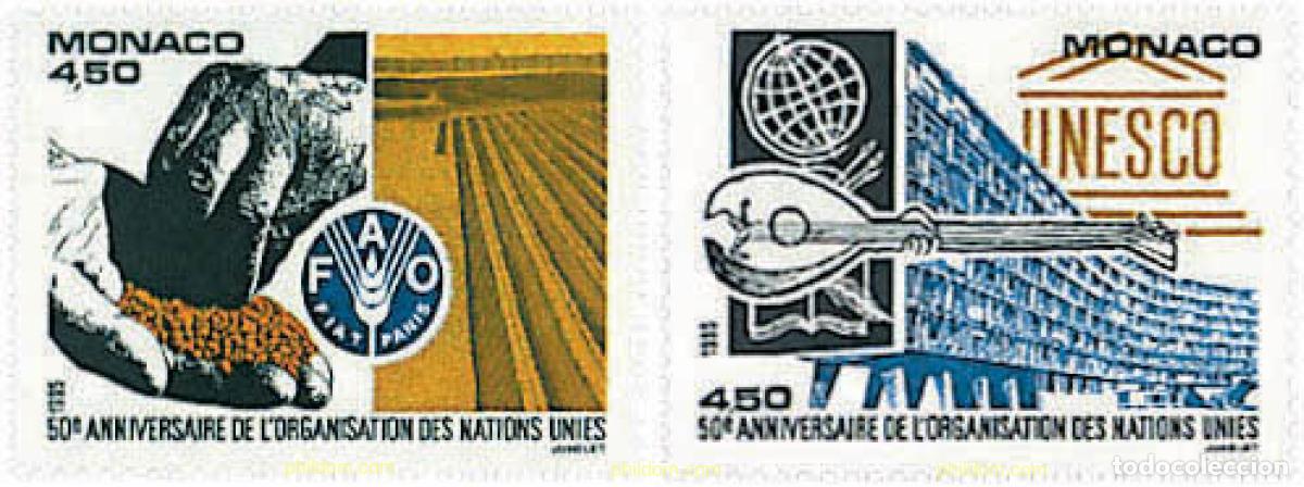 Stamps: 657083 MNH MONACO 1995 50 ANIVERSARIO DE LA ONU, DE LA FAO Y DE LA UNESCO