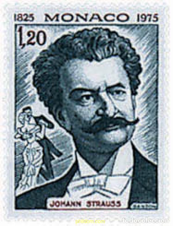 Stamps: 32732 MNH MONACO 1975 150 ANIVERSARIO DEL COMPOSITOR JOHANN STRAUSS