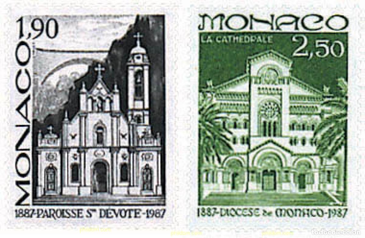 Stamps: 32515 MNH MONACO 1987 CENTENARIOS DE LA PARROQUIA DE SANTA DEVOTA Y DE LA DIOCESIS DE MONACO