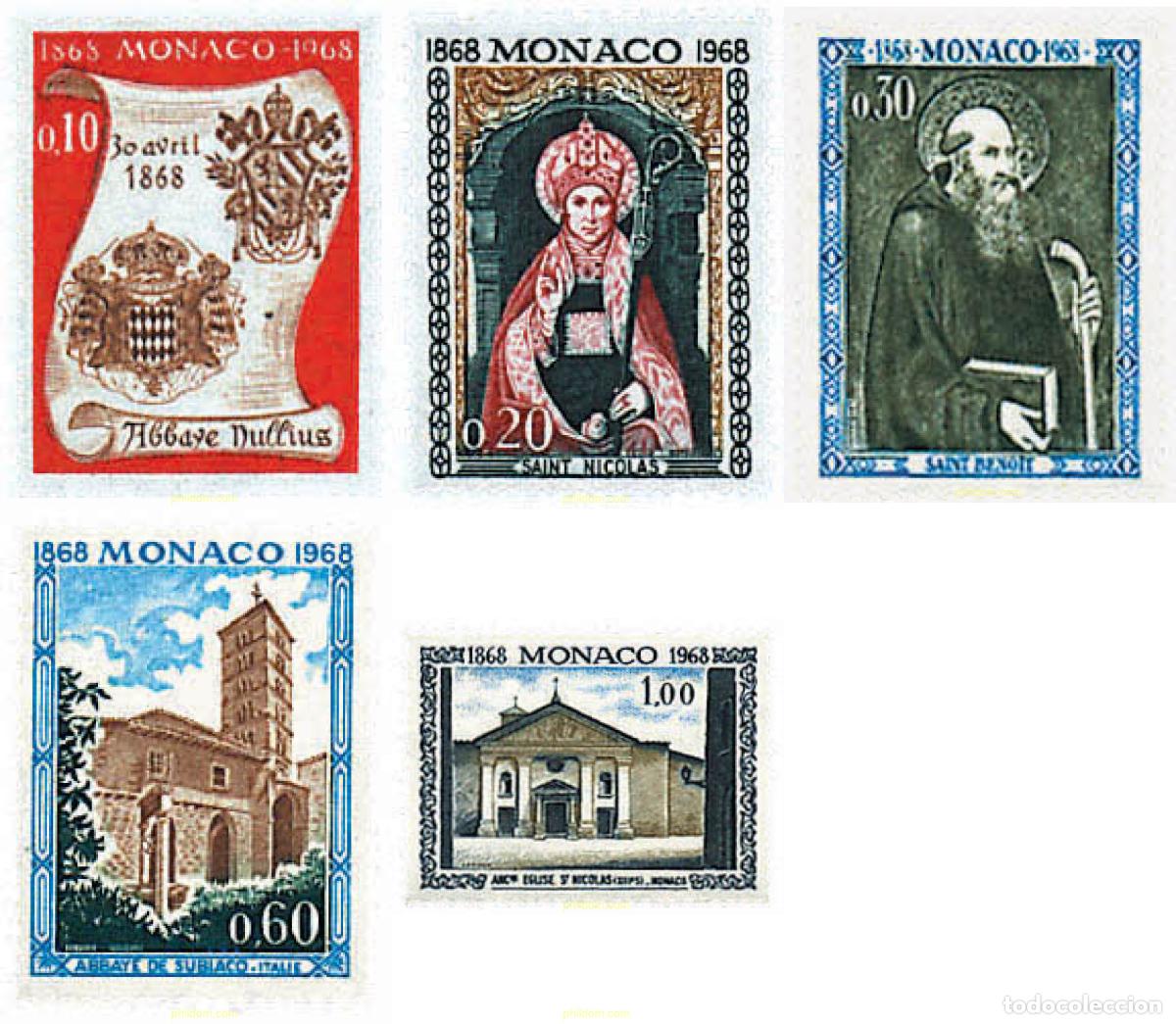 Stamps: 32565 MNH MONACO 1968 CENTENARIO DE LA ABADIA NULLIUS DIOEXESIS