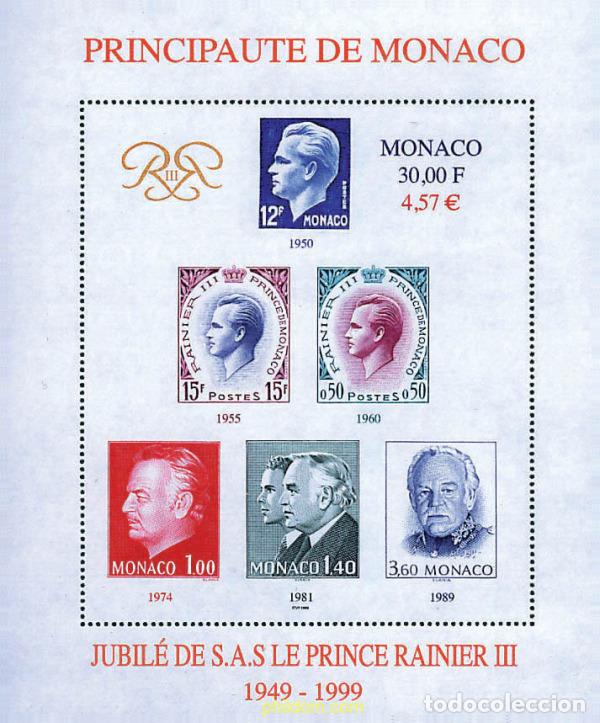 Sellos: 48527 MNH MONACO 1999 50 ANIVERSARIO DEL REINADO DEL PRINCIPE RAINIERO III