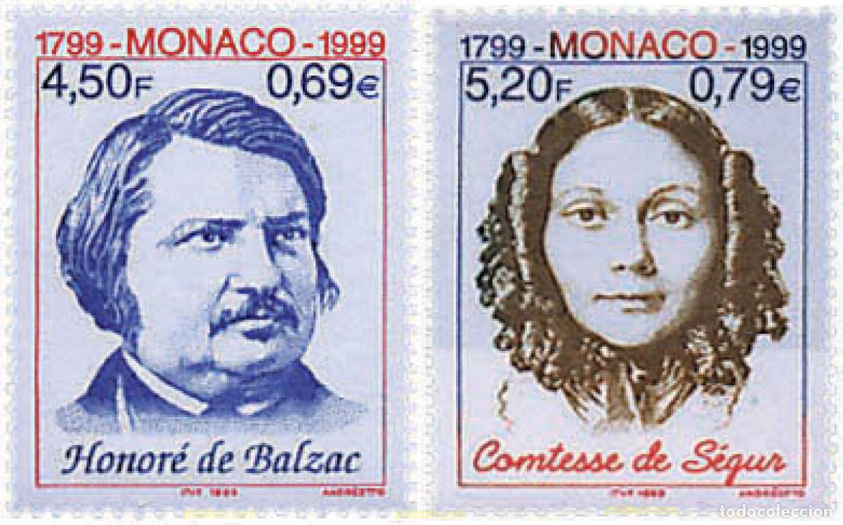 Sellos: 77482 MNH MONACO 1999 200 ANIVERSARIO DEL NACIMIENTO DE HONORE DE BALZAC Y 200 ANIVERSARIO DEL NACI