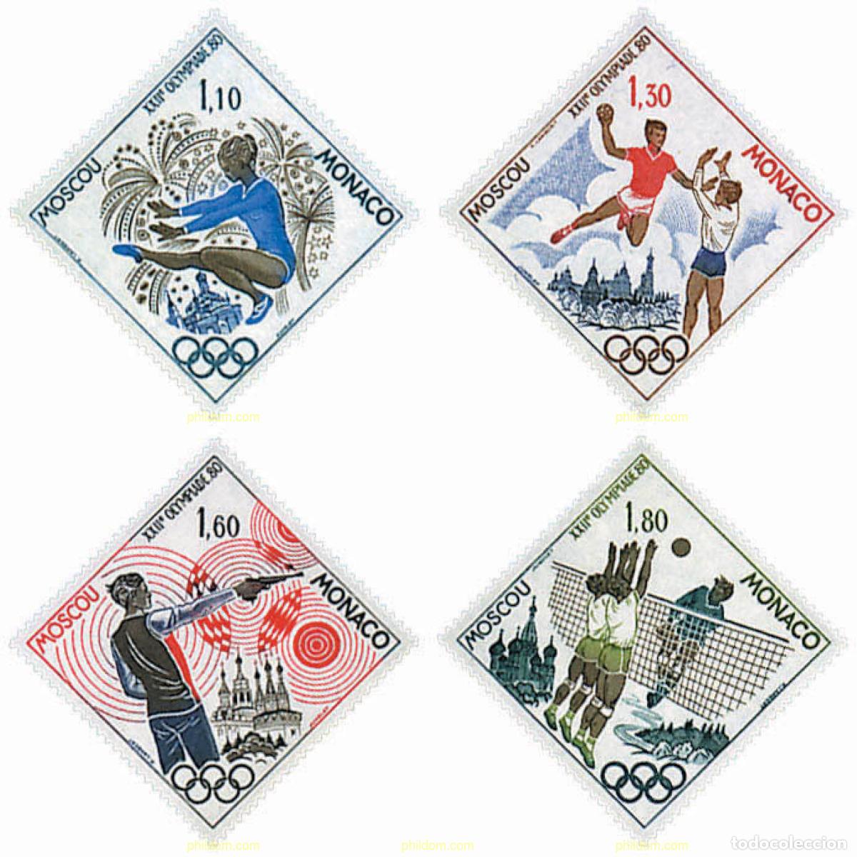 Sellos: 67779 MNH MONACO 1980 22 JUEGOS OLIMPICOS VERANO MOSCU 1980