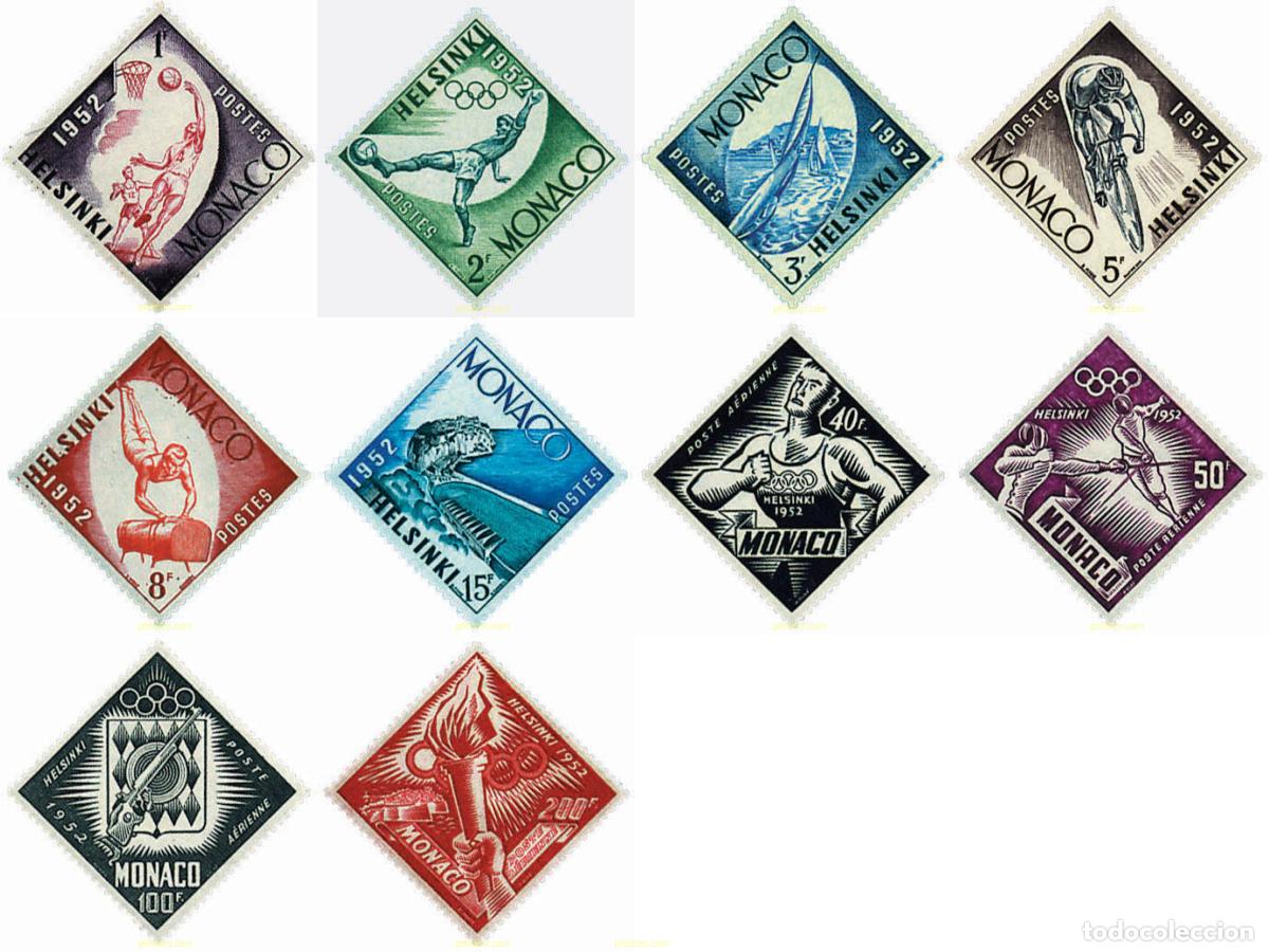 Sellos: 77449 MNH MONACO 1953 15 JUEGOS OLIMPICOS VERANO HELSINKI 1952