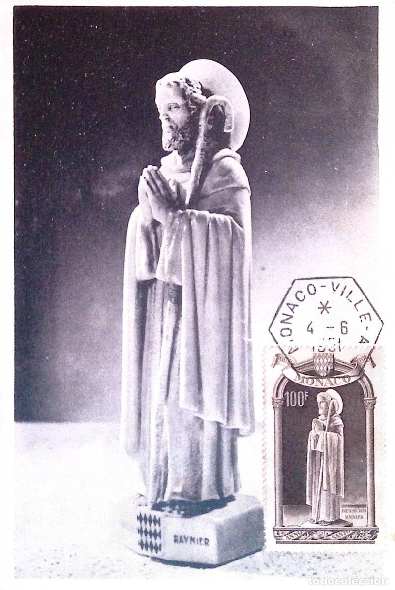 Sellos: O) 1951 MONACO, SAINT RAINIER, HOLY YEAR, MAXIMUM CARD
