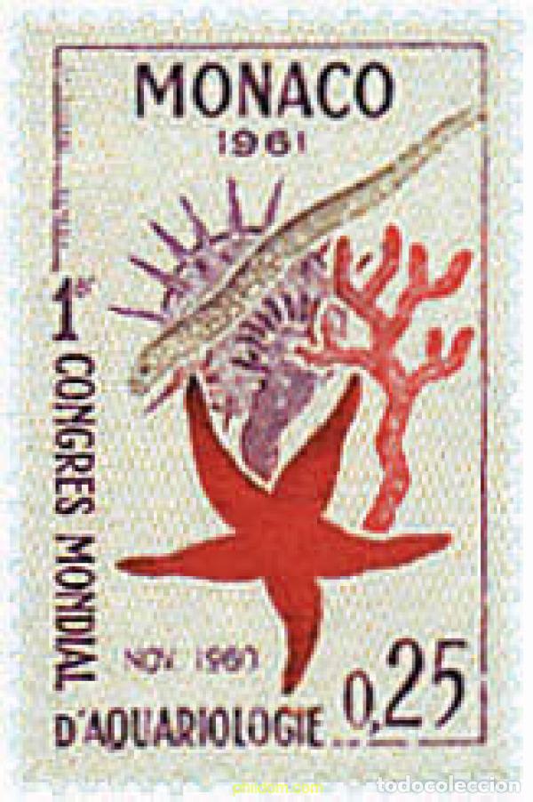 Sellos: 51793 MNH MONACO 1961 PRIMER CONGRESO MUNDIAL DE ACUARIOLOGIA