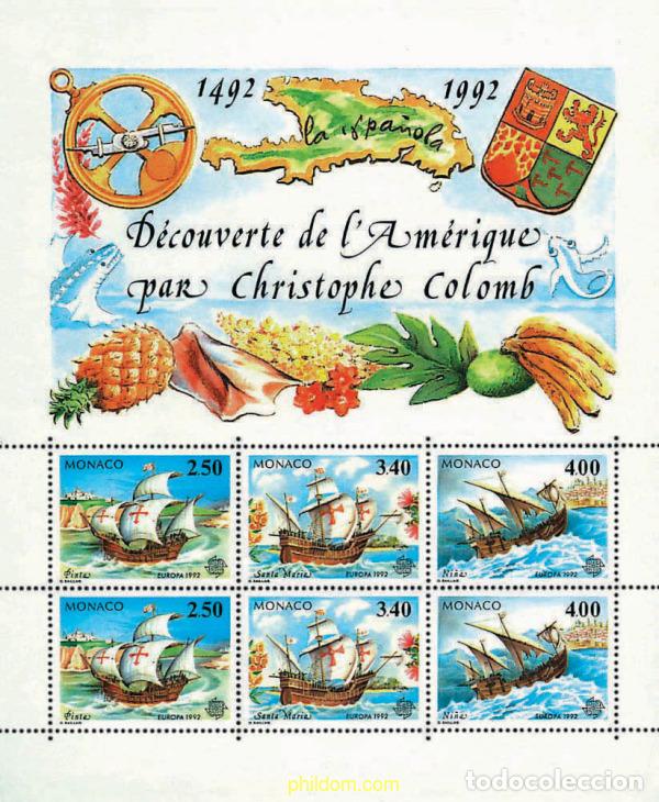 Sellos: 79065 MNH MONACO 1992 EUROPA CEPT. 500 ANIVERSARIO DEL DESCUBRIMIENTO DE AMERICA