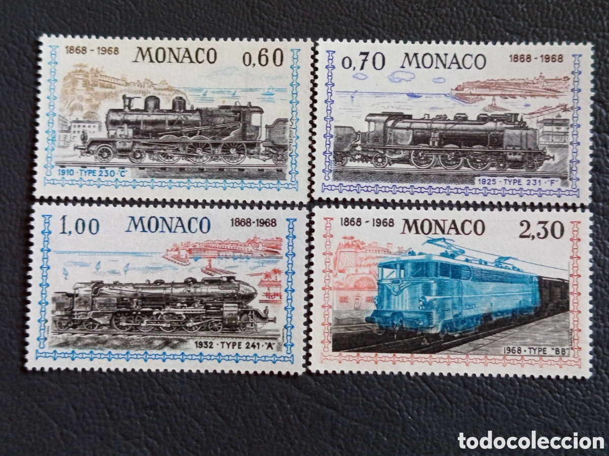 Sellos: Lote 4 Sellos M&oacute;naco 1968 Locomotivas MNH | Cat&aacute;logo Michel N&ordm; 877/880
